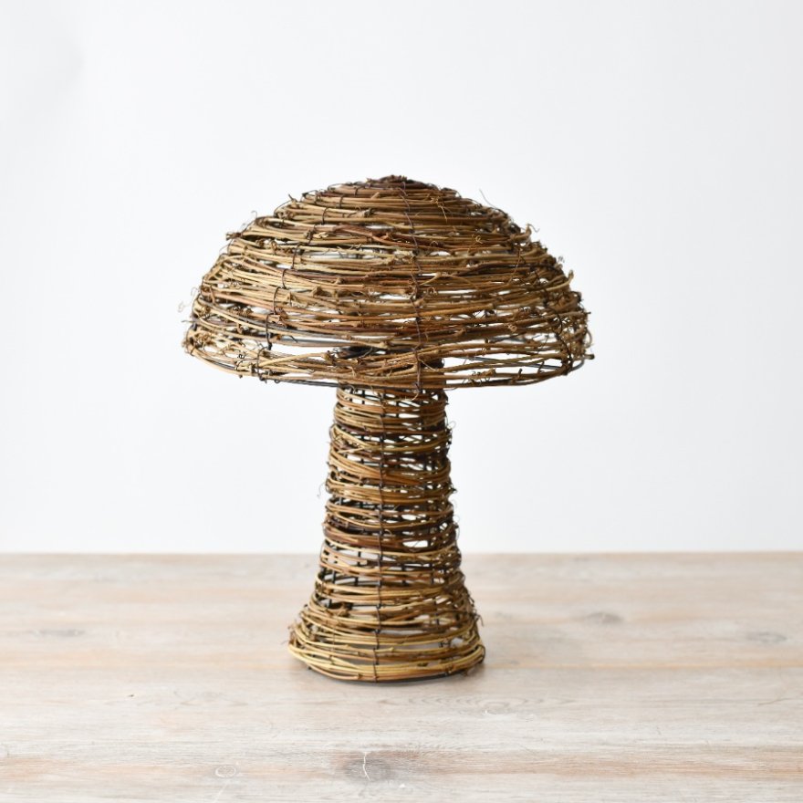 Decorative Rattan Mushroom, 11.5cm