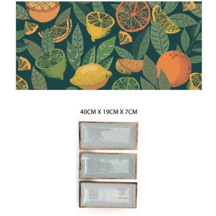 Large Citrus Enamelled Tray, 40cm 