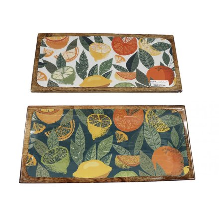 40cm Large Citrus Enamelled Serving Tray