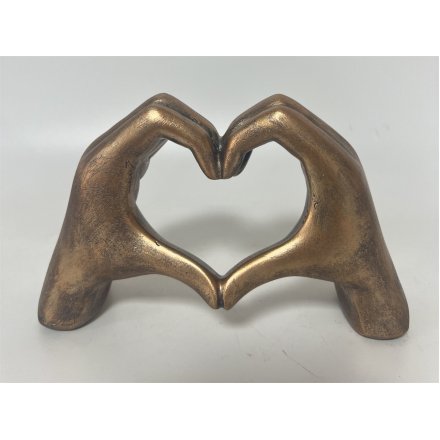 Small Gold Heart Hands Deco, 18.5cm