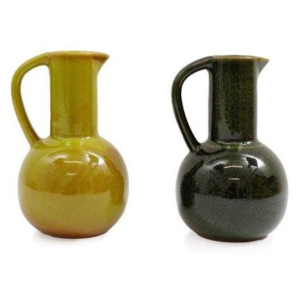 2/A Green Jug Flower Vase, 15cm 