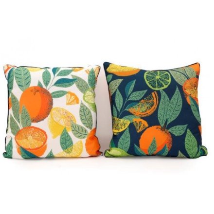 2/A Bright Citrus Print Cushion, 40cm