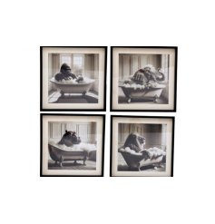 Add whimsy to your decor with our 40x40 Animal In Bath Frame - perfect for animal lovers.