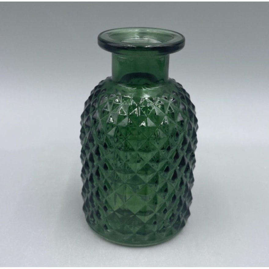 Glass Patterned Green Vase, 9.2cm 