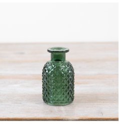 Elevate your décor with our elegant Green Glass Bottle, adorned with a stunning hand-painted design. 