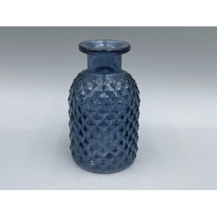 Glass Patterned Blue Bottle Vase, 9.2cm