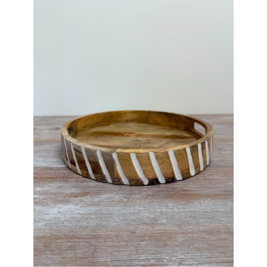 White Wash Wooden Serving Tray, 30cm 