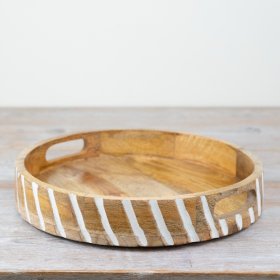 Add a touch of style to your home with our elegant Wooden Tray in a sophisticated white wash.