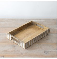 stylish wooden serving tray with handles 