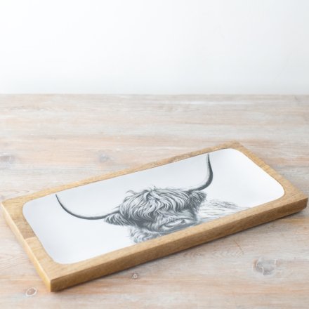 add some country charm to your tableware with this stylish cow tray 