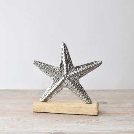 Aluminium Star fish on Base Deco, 19cm 