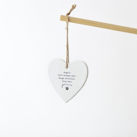 White Heart Angels Sometimes Have Paws, 9cm 