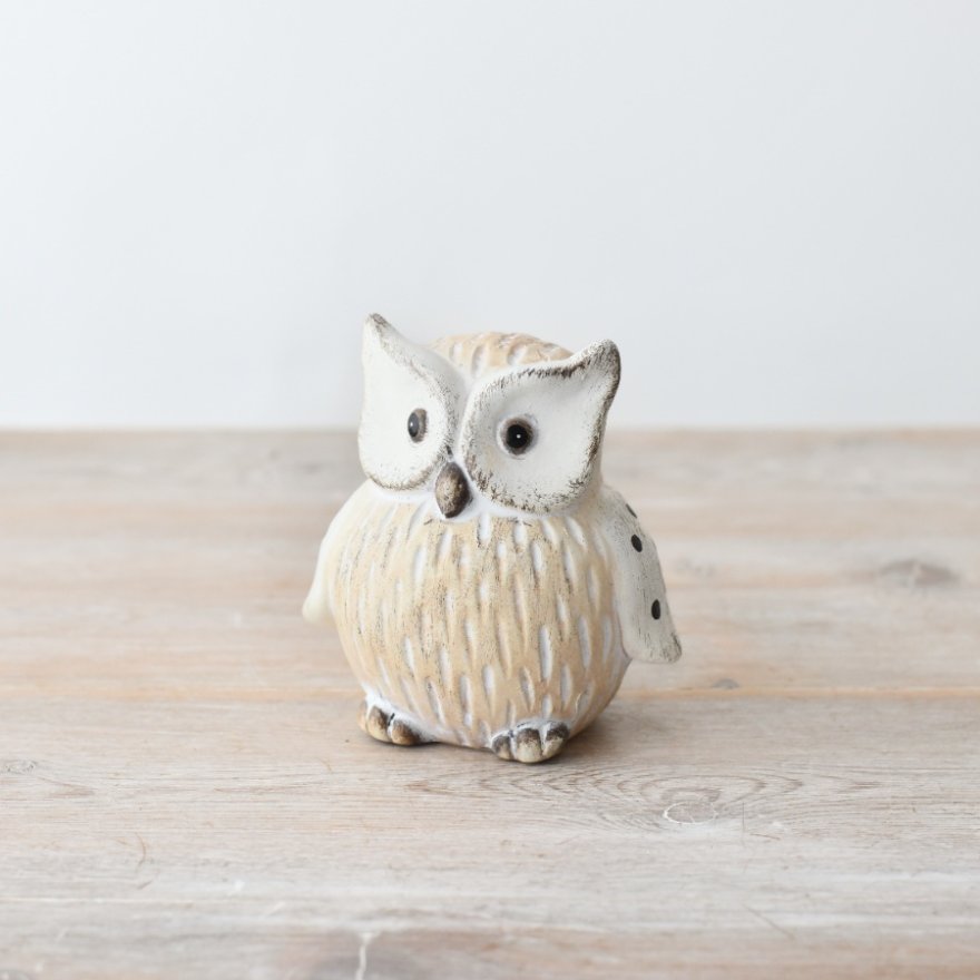 Standing Terracotta Owl Ornament, 10cm 