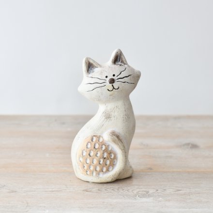 Sitting Cat Ornament, 15cm 