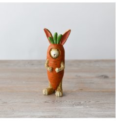 Add charm to your collection with our Rabbit In Carrot Suit figurine- perfect for animal lovers! 