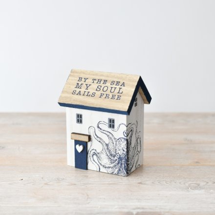 Wooden House "By the sea my soul sails free" 12cm 