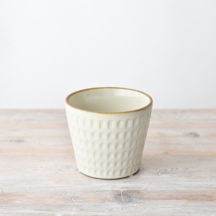 Stylish cream flower pot perfect for indoor plants in any home