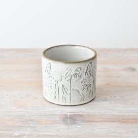 Elegant floral design, organic tone planter.