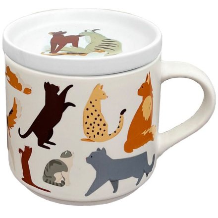 Feline Fine Cats Porcelain Mug & Coaster Lid Set
