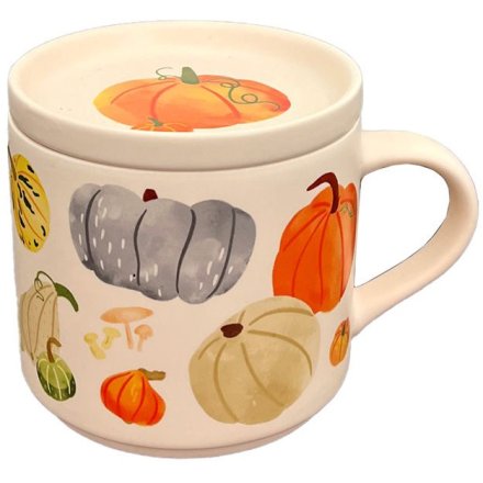 Autumn Harvest Porcelain Mug & Coaster Lid Set