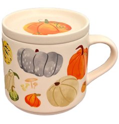 Cozy up with our Autumn Harvest Porcelain Mug & Coaster Lid Set, the perfect addition to your fall evenings.