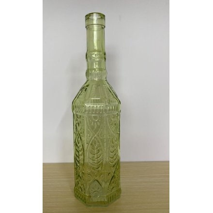 Green Glass Bottle Vase, 30cm 