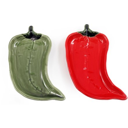 2/A Ceramic Chilli Trinket Plate, 18cm 