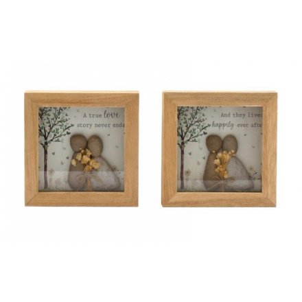 2/A Pebble Wedding Framed Plaque, 12cm 