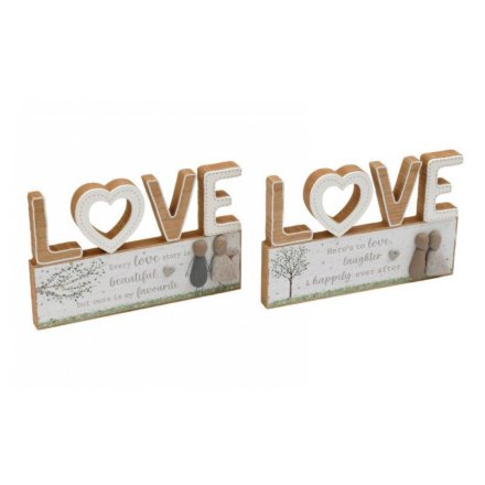 2/A Wood Pebble Love Word Deco, 25cm 