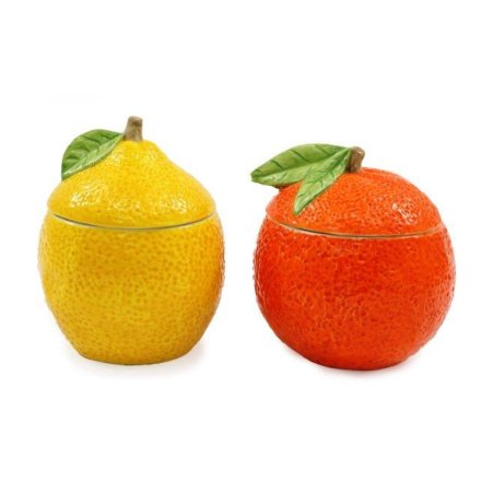 2/A Orange/lemon Trinket Pot, 13cm 
