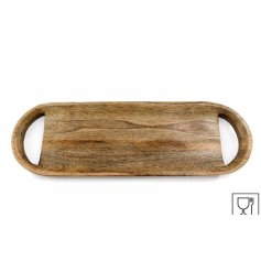 Display in style with this wooden oblong tray, perfect for serving.