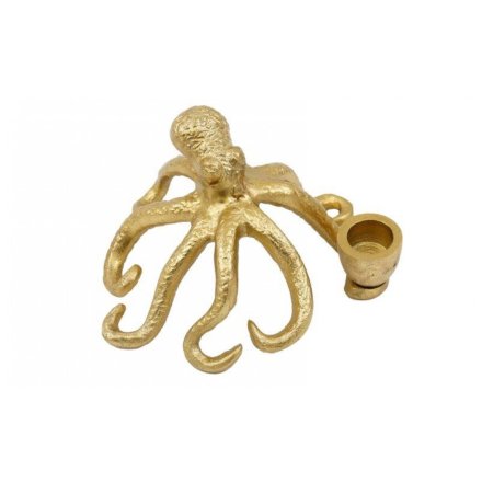 Gold Octopus Candle Holder, 14cm 