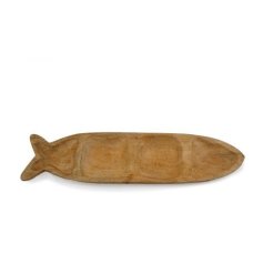 charming wooden fish serving tray 