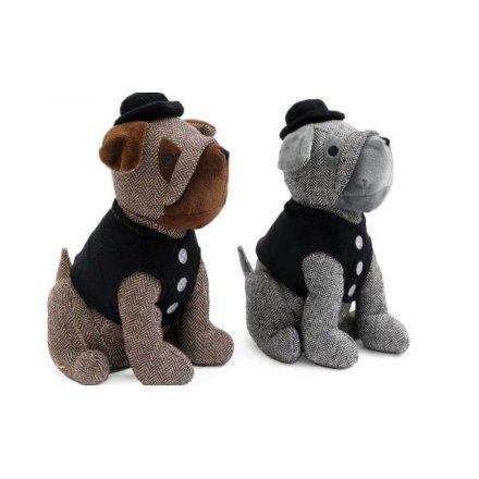 2/A Fabric Dog In Waistcoat Doorstop, 26cm 