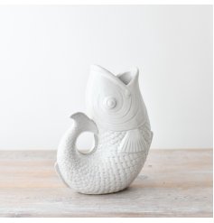 Add a modern touch to the decor with this decorative fish vase in a glossy white finish.