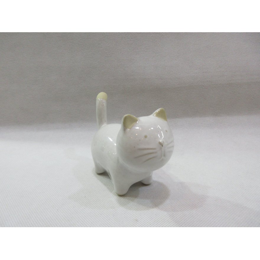 Porcelain White Cat Figurine, 13cm