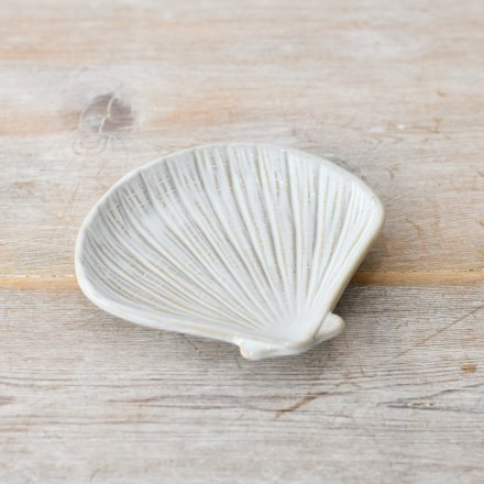 A gorgeous porcelain dish in a shell design. 