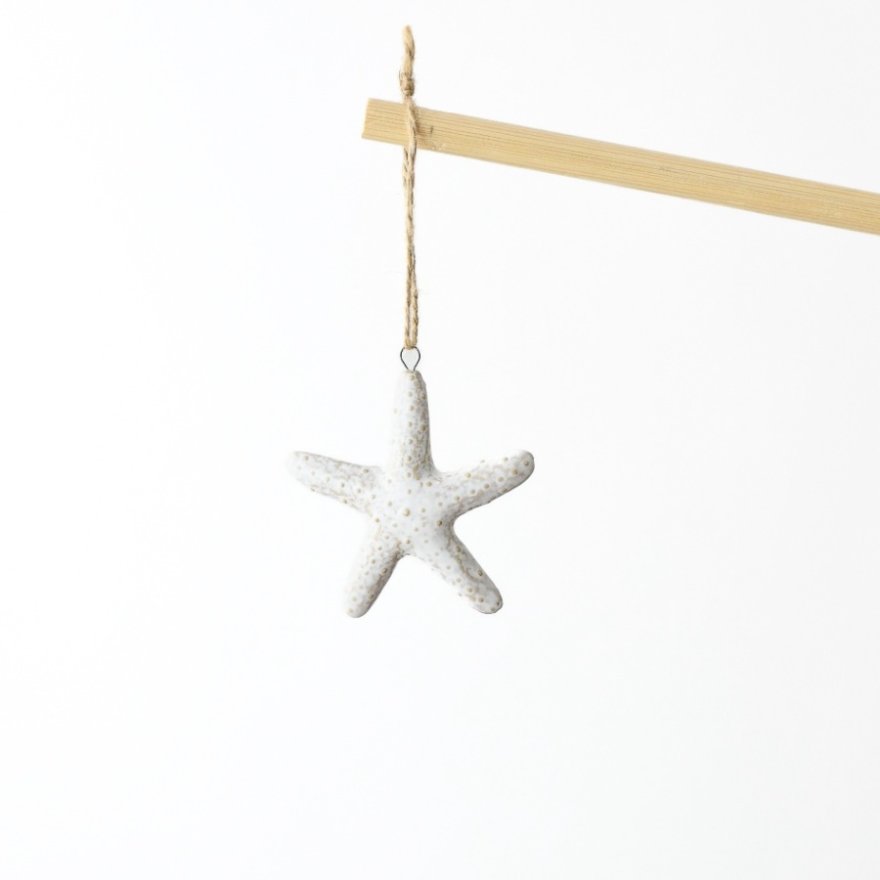 Porcelain Hanging Starfish Deco, 8cm 