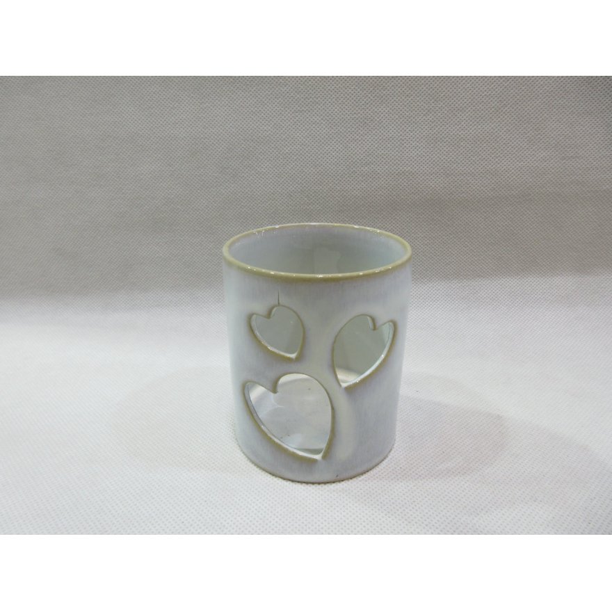 Heart-Shaped Cut-Out Candle Pot, 8.2cm