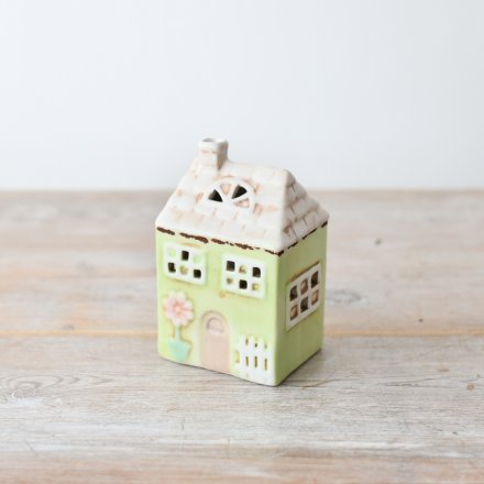 Light Up Green House Deco, 12cm 