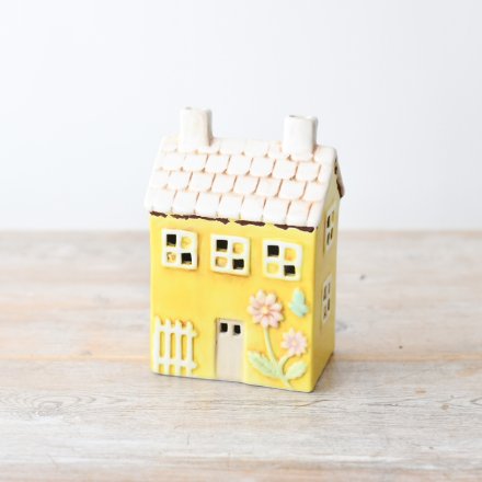 Yellow LED House Deco, 16cm 