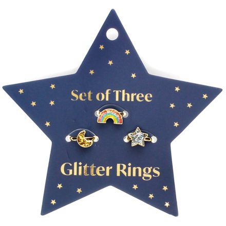 Shine bright with our glittery rings on starry cards! Perfect for gifting or treating yourself