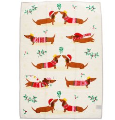 This festive product showcases a holiday-themed sausage dog design 