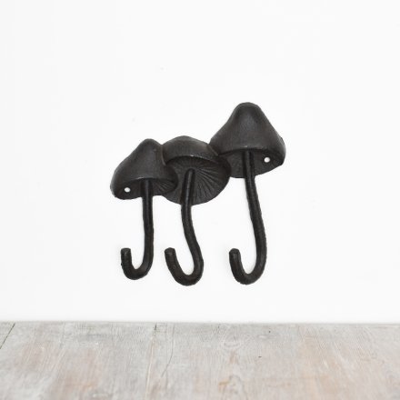 Cast Iron Mushroom Hooks, 16.2cm 