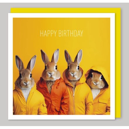 16cm Happy Birthday Rabbit Greetings Card