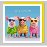 a fun bright birthdat card ideal for the piggy lover in the family 