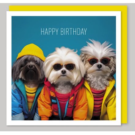 16cm Happy Birthday Dogs Greetings Card