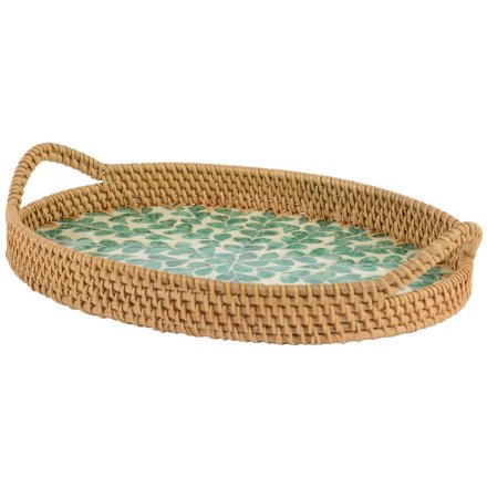 Round Serving Tay with Green Pattern Inner, 36cm 
