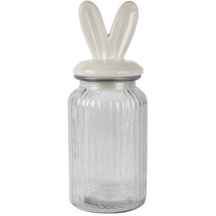 Glass storage jar with Bunny Ears ,24cm 