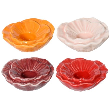 4/A  Porcelain Flower Candleholder, 8.7cm 